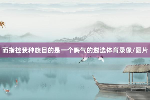 而指控我种族目的是一个晦气的遴选体育录像/图片