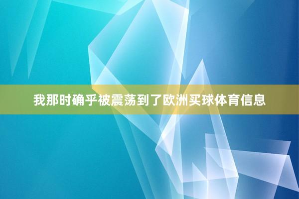 我那时确乎被震荡到了欧洲买球体育信息