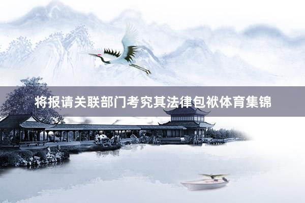 将报请关联部门考究其法律包袱体育集锦