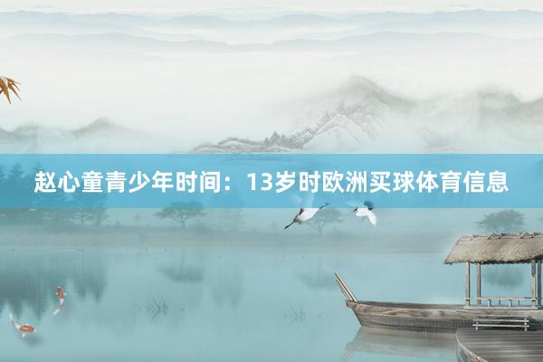 赵心童青少年时间：13岁时欧洲买球体育信息