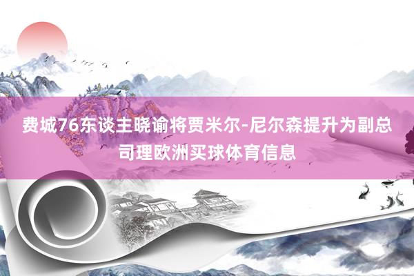 费城76东谈主晓谕将贾米尔-尼尔森提升为副总司理欧洲买球体育信息