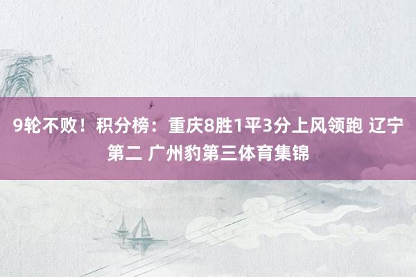 9轮不败！积分榜：重庆8胜1平3分上风领跑 辽宁第二 广州豹第三体育集锦