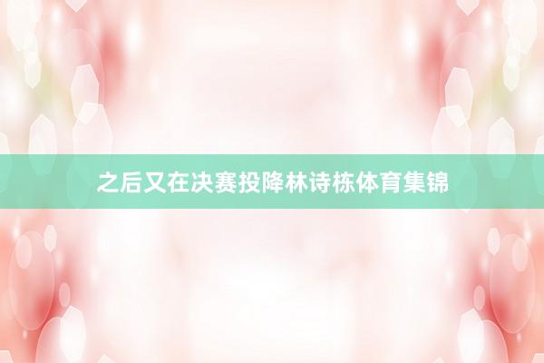 之后又在决赛投降林诗栋体育集锦