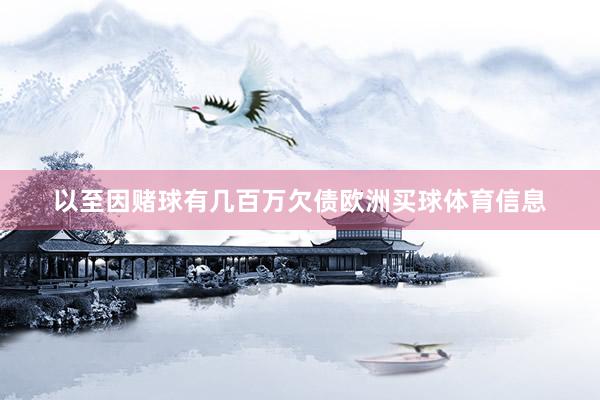 以至因赌球有几百万欠债欧洲买球体育信息