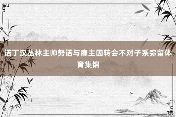 诺丁汉丛林主帅努诺与雇主因转会不对子系弥留体育集锦