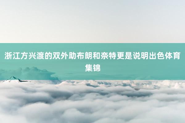 浙江方兴渡的双外助布朗和奈特更是说明出色体育集锦