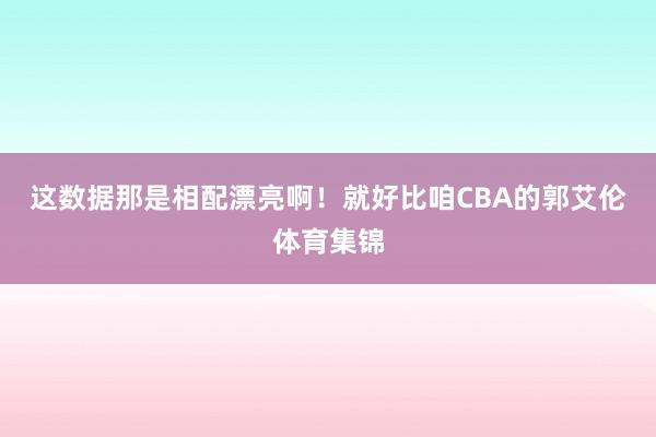这数据那是相配漂亮啊！就好比咱CBA的郭艾伦体育集锦
