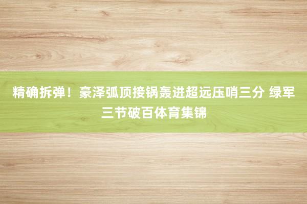 精确拆弹！豪泽弧顶接锅轰进超远压哨三分 绿军三节破百体育集锦