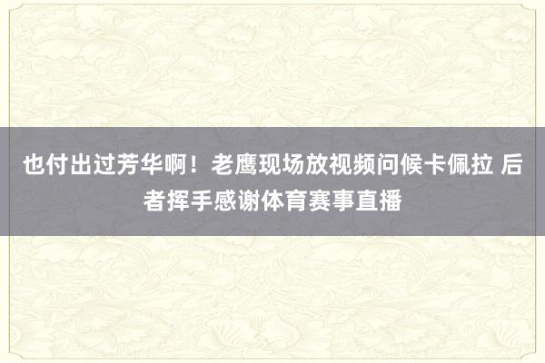 也付出过芳华啊！老鹰现场放视频问候卡佩拉 后者挥手感谢体育赛事直播