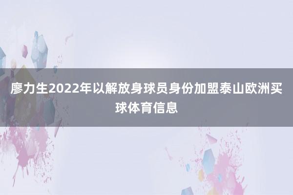 廖力生2022年以解放身球员身份加盟泰山欧洲买球体育信息