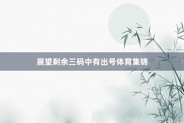 展望剩余三码中有出号体育集锦