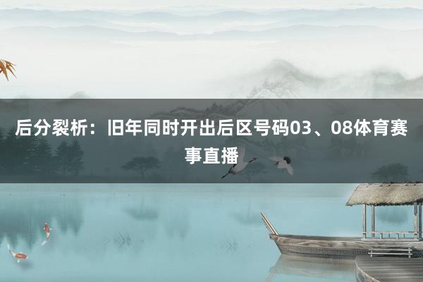 后分裂析:旧年同时开出后区号码03、08体育赛事直播