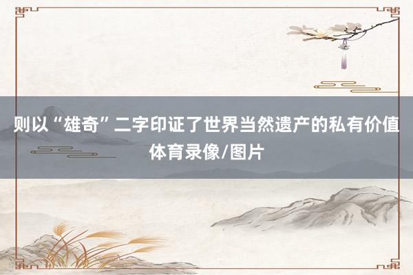 则以“雄奇”二字印证了世界当然遗产的私有价值体育录像/图片