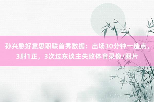 孙兴慜好意思职联首秀数据：出场30分钟一造点，3射1正，3次过东谈主失败体育录像/图片