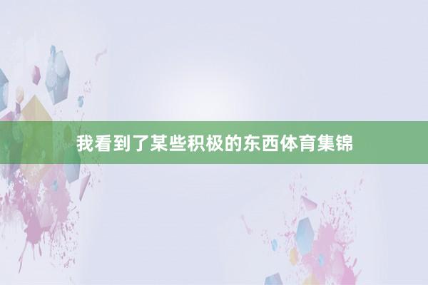 我看到了某些积极的东西体育集锦