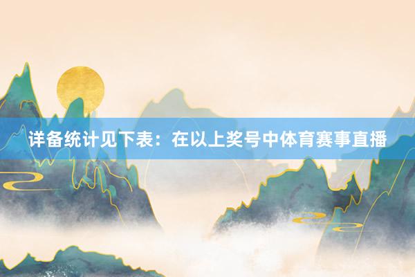 详备统计见下表: 在以上奖号中体育赛事直播