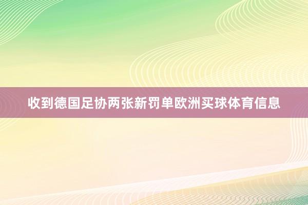 收到德国足协两张新罚单欧洲买球体育信息