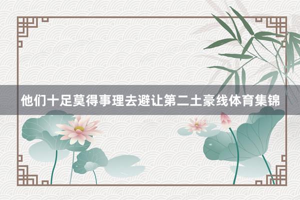 他们十足莫得事理去避让第二土豪线体育集锦